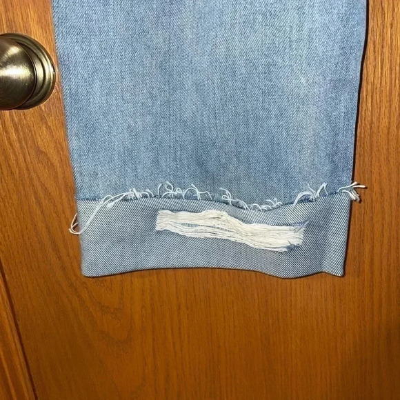 Women’s RISEN DENIM JEANS CROSS OVER DETAIL HIGH RISE WIDE STRAIGHT LEG 13/31W - Picture 14 of 14